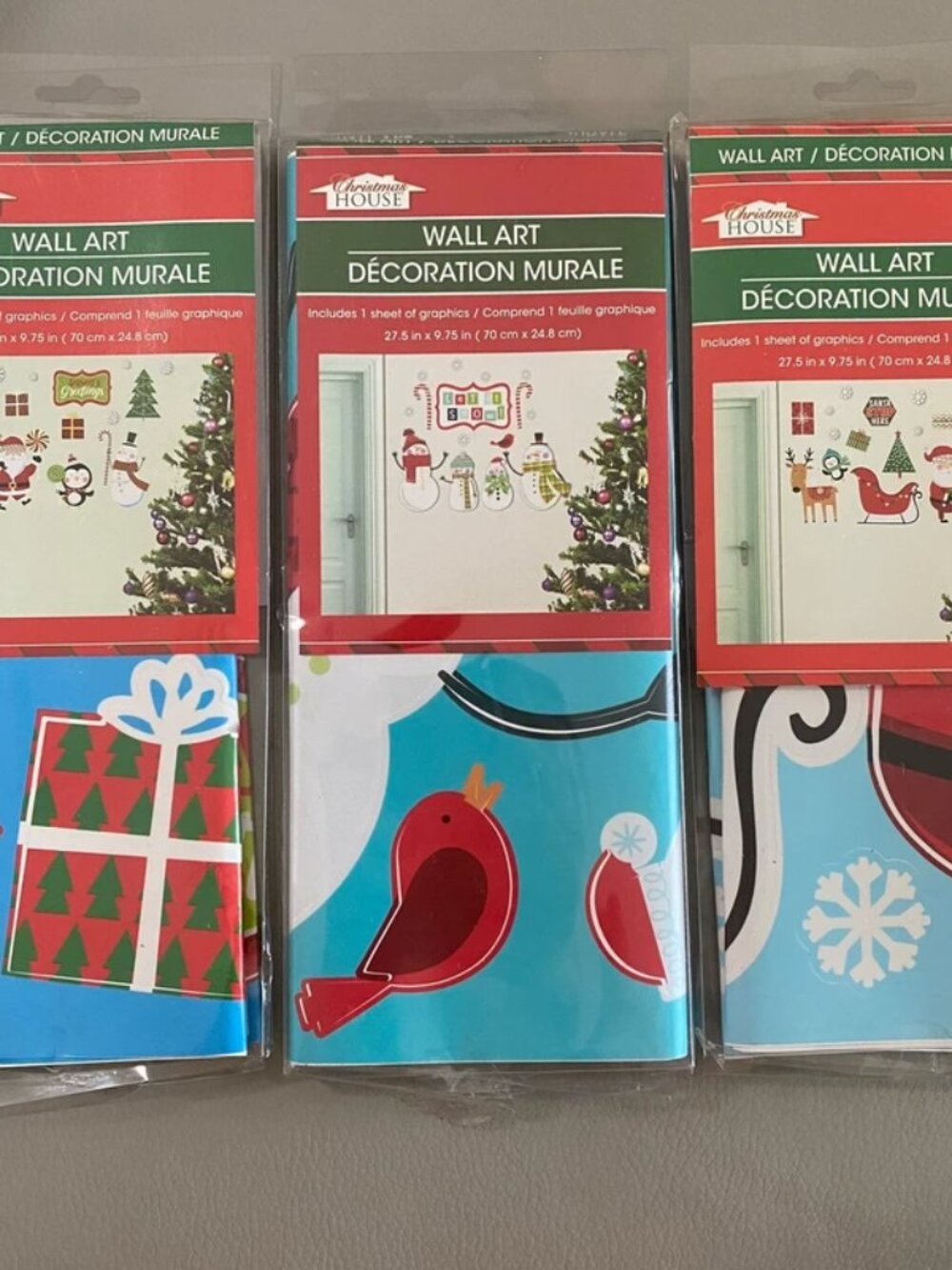 Christmas wall art stickers decorations 3 sheets